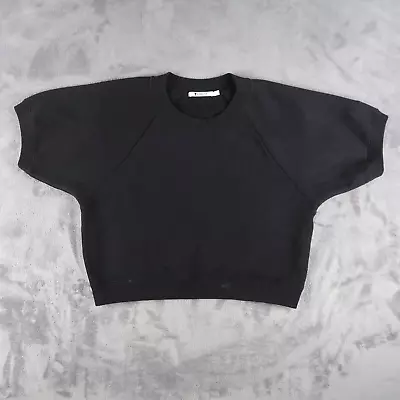 T By Alexander Wang Women’s Black Crop Top Short Sleeves Sweatshirt Crew Small S • $48.88
