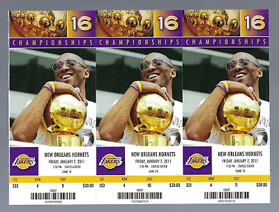 2010-11 Nba Lakers Full Tickets - Kobe Bryant Passes Oscar Robertson - 9th Place • $39