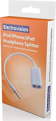 Earphone Splitter For IPod IPad MP3 Player 3.5mm Jack To Two Sockets Small 8cm • £2.99