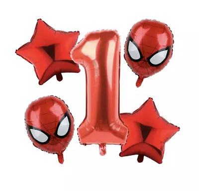 5pcs Avengers Red Superhero Spider Man Foil Balloons Happy Birthday Party Decor • £2.99