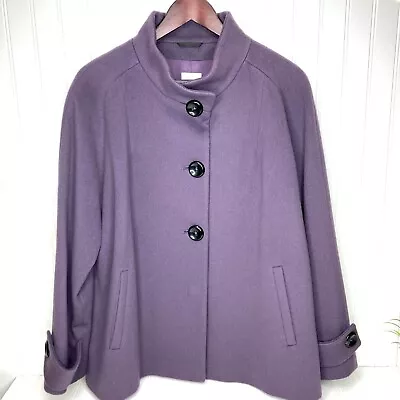 Cinzia Rocca Due Lavender Wool Cashmere Blend Women's Coat Size 16 Soft Italy • $97