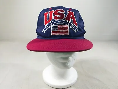 VINTAGE USA Hat Mens One Size Snapback Olympics Cap Eclipse Flag Adjustable  • $15.23