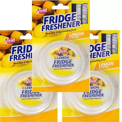£8.49 • Buy 3x Fridge Freshener Deodorizer LEMON Scent Kitchen Remove Smell Odor Fresh Smell