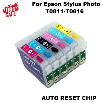 T0811-T0816 Refillable Ink Cartridge For Epson R270 R390 RX590 R295 RX690 1410 • $43.95