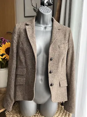 Jack Wills Tweed Blazer Women’s Size 10 Brown Mix Wool Country Jacket • £37
