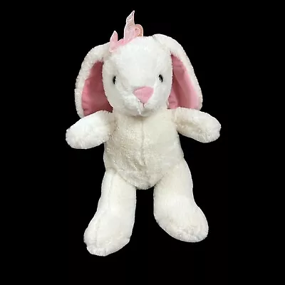 Bunny Plush Rabbit Stuffed Animal White Pink Bow Ribbon Dan Dee 2019 Lop Ear 14” • $15.99