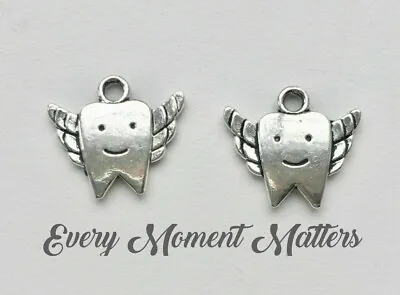 10 X Tibetan Silver TOOTH FAIRY 3D 20x18mm Charm Pendant • £2.49