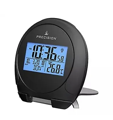 £9.95 • Buy Precision Radio Controlled Alarm Travel  Clock Black AP059 NEW