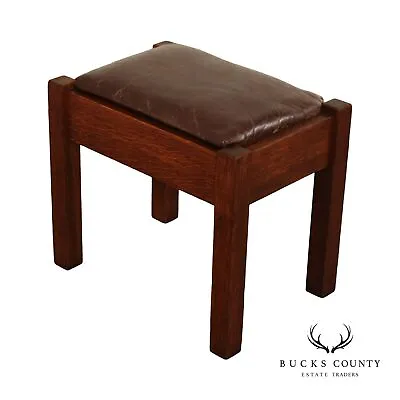 $695 • Buy Stickley Brothers Antique Mission Leather Foot Stool