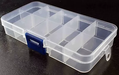 £4.55 • Buy Small Clear Plastic 10 Adjustable Compartment Storage Box With Lid For Beading