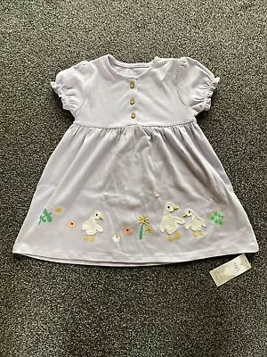 Marks & Spencer Toddler Girls Lilac Duck Motif Dress Age 18-24 Months BNWT • £5