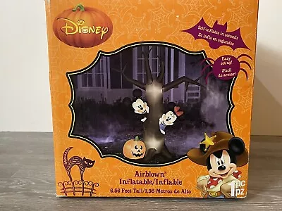 Disney Inflatable Halloween 6.5ft Mickey & Minnie Behind Tree With Pumpkin NEW • $149.50