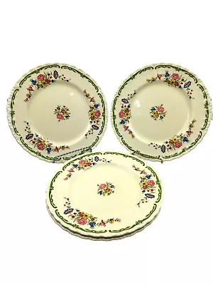 4 VTG. W. H. Grindley & Co England Ivory Floral  Elsa  ~  The Barrie  9  Plates • $44.99