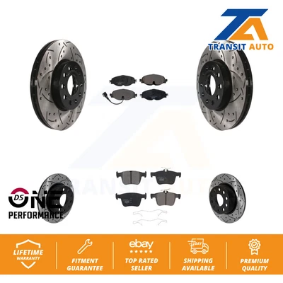 $248.17 • Buy Front Rear Drill Slot Disc Brake Rotor Ceramic Pad Kit For Volkswagen Jetta Taos