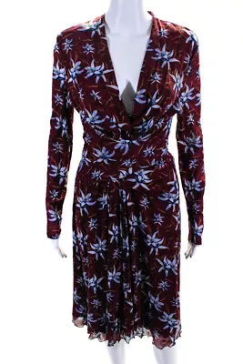 $119.99 • Buy Diane Von Furstenberg Womens Long Sleeve Floral Harlow Dress Wine Red Size Large
