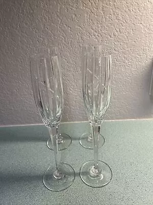 SET OF 4- UPTOWN By Mikasa Champagne Flute Crystal 10.75  Tall - SWIRL S-2 • $25