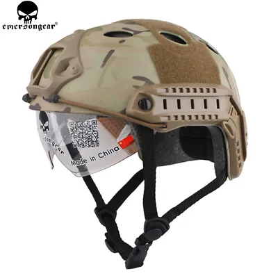 Emerson Tactics Airsoft PJ  FAST Helmet Protective Goggle Glasses Base Jump Hat • £47.94