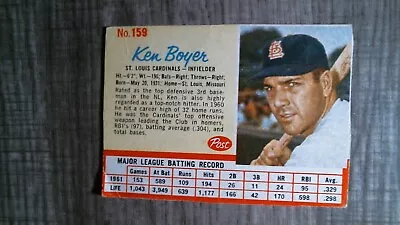 1962 Post Baseball Card # 159 Ken Boyer EXEX+ • $1