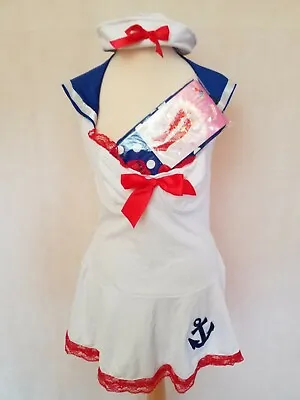 Anchors Away Sailor Naval Shipmate Nautical Navy Ladies Fancy Dress 3 Pcs S ⚓ • £14.95