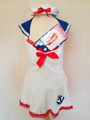 Sailor Anchors Away Sailor Shipmate Nautical Navy Ladies Fancy Dress 3 Pcs M ⚓ • £13.95