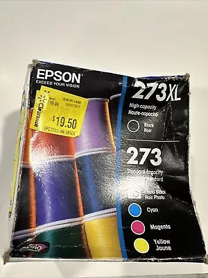 Genuine Epson 273XL Black 273 And Color Ink Cartridges Black 09/22- 04/24 • $26.58