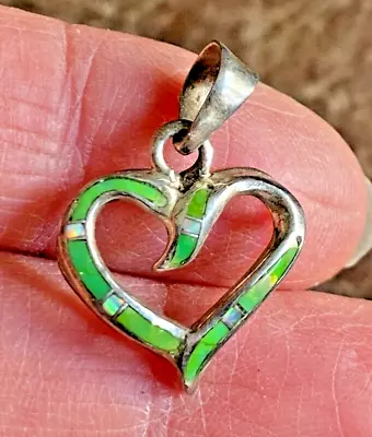 Gorgeous Vintage Sterling Silver Heart Pendant Opal & Gemstone Inserts 2g • $9