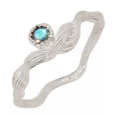 Natural Labradorite - Madagascar 925 Sterling Silver Ring Jewelry S.7.5 CR35504 • £10.29