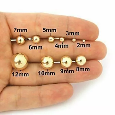 $10.99 • Buy 14K Gold Plated Ball Stud Earrings, Sterling Silver Ball Earrings Stud, 3MM-12MM