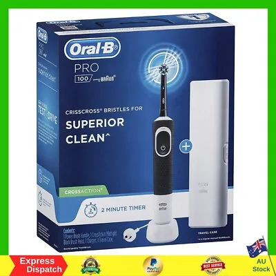 Oral-B PRO 100 CROSSACTION Midnight Black Rechargeable Toothbrush NEW FREE SHIP • $48.75