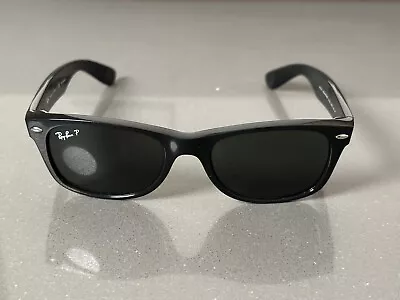 Used Ray-Ban RB2132 Wayfarer Sunglasses Black/Polarized Green Lenses 52 Mm • $46