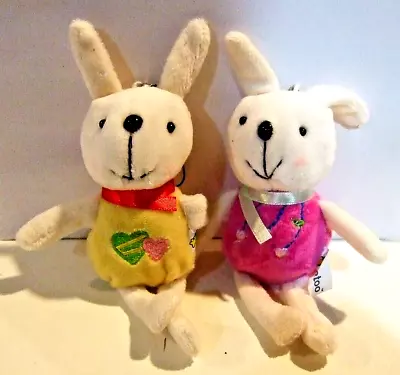 Lot Of 2 Soft Plush Bunnies For Phone Purse Backpack Charm Strap - NWOT (#14) • $4.99
