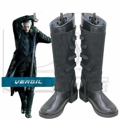 DMC Devil May Cry 5 Vergil Shoes Black Boots Halloween Cosplay Men Shoes/ • $35