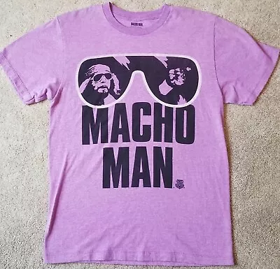 Macho Man Randy Savage Wrestling WWE Sunglasses Purple Lavender T-Shirt SMALL • $8.98