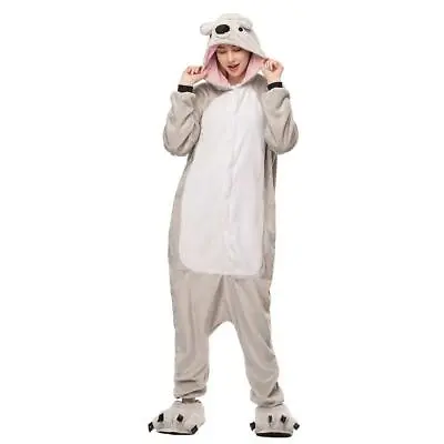 Kid's Adults Koala Onesie Grey Fluffy Pyjamas Jumpsuit • $29.99