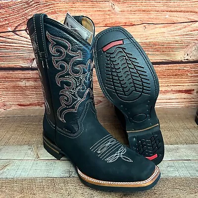 Men's Leather Western Rodeo Cowboy Square Boots Bota Hombre Vaqueras Piel Gamusa • $106.59