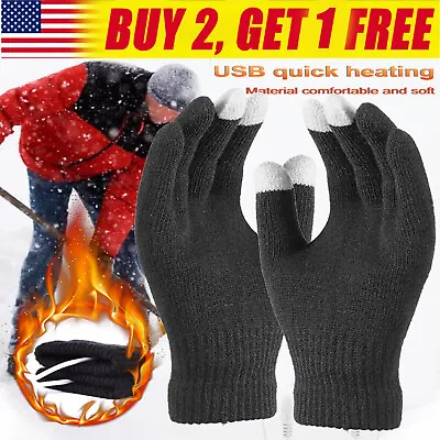 USB Rechargeable Electric Heating Gloves Winter Warm Touchscreen Hand Warmer US • $8.88