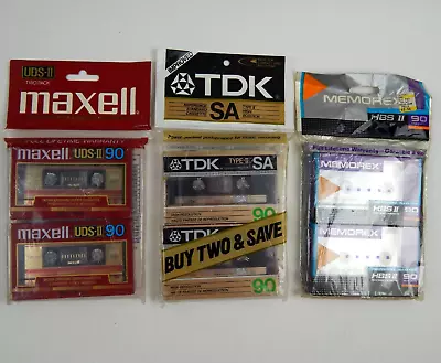 6 Type II Blank Audio Cassette Tapes MAXELL UDS-II 90 TDK SA90 Memorex HBS-II 90 • $49.95