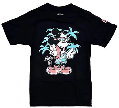 Neff X Disney Men's Mickey Mouse Tropical Beach Graphic Tee T-Shirt In Black • $17.99