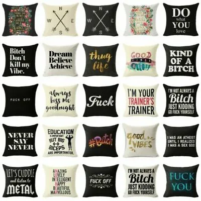 Cover Cushion Letter 18'' Case Pillow Linen Cotton Waist Throw Home Decor • £5.21