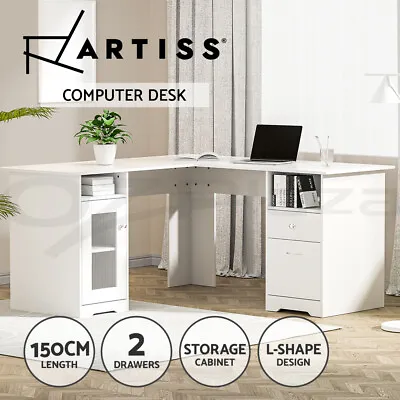 $229.95 • Buy Artiss Corner Computer Desk Office Study Desks Table L-Shape Drawers Tables