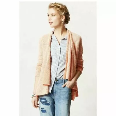 Anthropologie MOTH Womens Sweater S Orange Winnie Flowy Cardigan Peach Knit  • $20.99