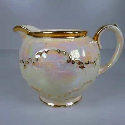 Vintage Sadler Milk Jug Creamer Pearl And Gold Lustre Made In England • £7.95