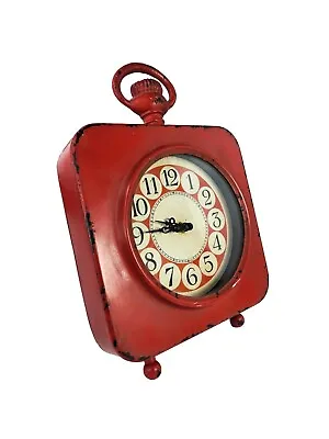 Desk Clock Jaque Michelle Gifts Old Town Clock Rustic Red Distressed Paint • $32.90
