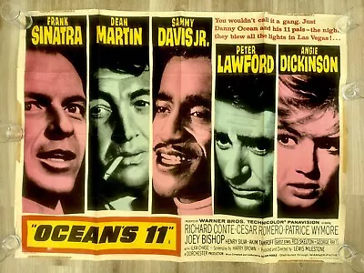 Oceans 11 Original Vintage British Quad Cinema Movie Film Poster 40x30 Sinatra • £700