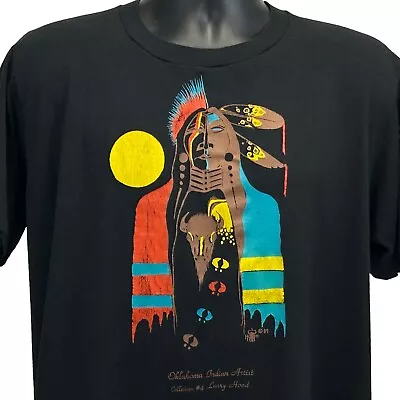 Oklahoma Indian Artist Larry Hood Vintage 80s T Shirt Large American Mens Black • $32.54