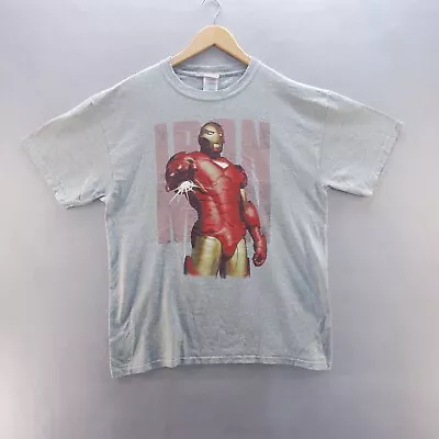 Iron Man T Shirt Large Grey Graphic Print Marvel Short Sleeve Cotton • £8.54