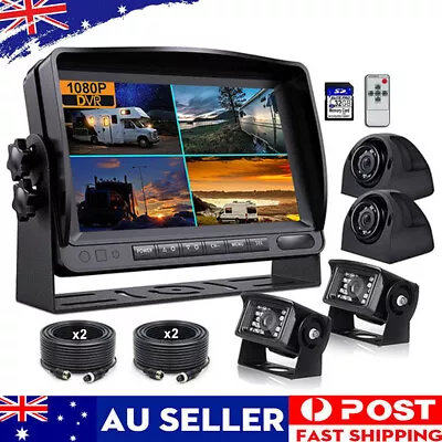 9  Quad Monitor Dvr Screen Rear View Backup Ccd Reverse Camera System Truck Bus • $299.99