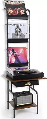 Tall Record Player Stand With Vinyl Storage Up To 200 Album Capacity - Rack • $181.98