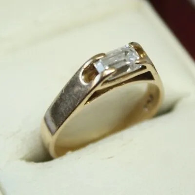 100% Vintage 9k Solid Yellow Gold 0.5CT CZ Stone Dress Ring. Size 5 Or J 1/2 • $319.77