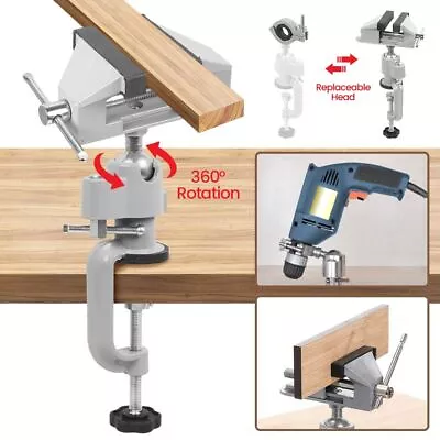 2in1 Table Vise Bench Vice Jaw Swivel 360° Clamp Electric Drill Grinder Holder • £13